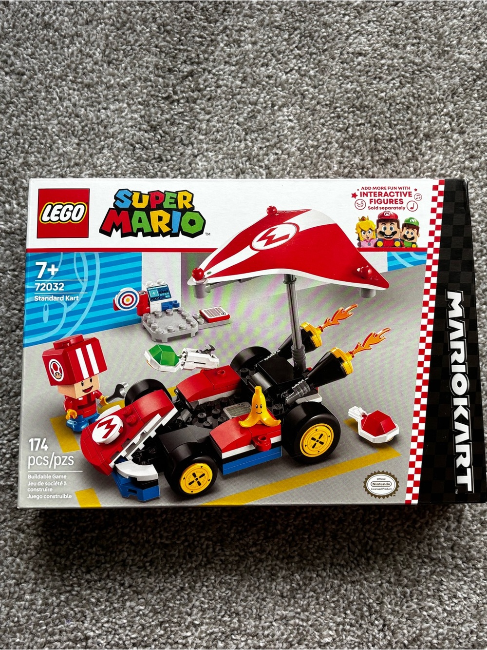 LEGO Super Mario Red and Black Standard Kart with Yellow Wheels